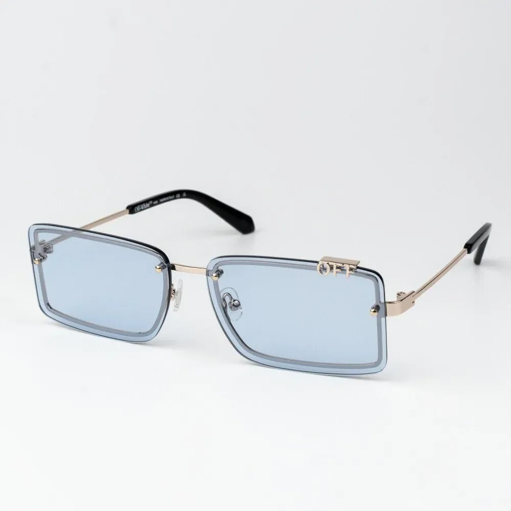 SALE!!! Off-White TAMPA Men Sunglasses Gold Blue Rectangular OERI13N TAMPA 7640